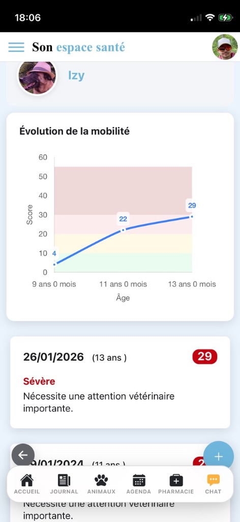 Score LOAD : évolution de la mobilité du chien senior