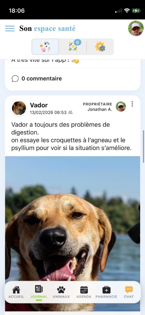 Journal de vie partagé : photo et note du propriétaire